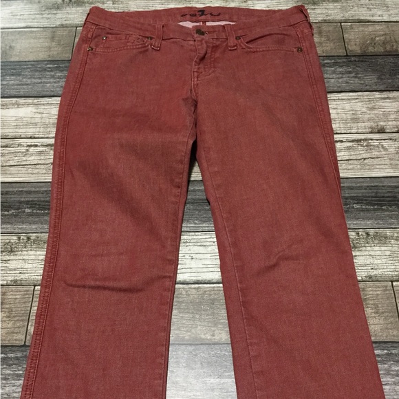 7 For All Mankind Carol Emilio Pucci Jeans Women 27 Red (Inseam 33) Straight K3 - Picture 5 of 13